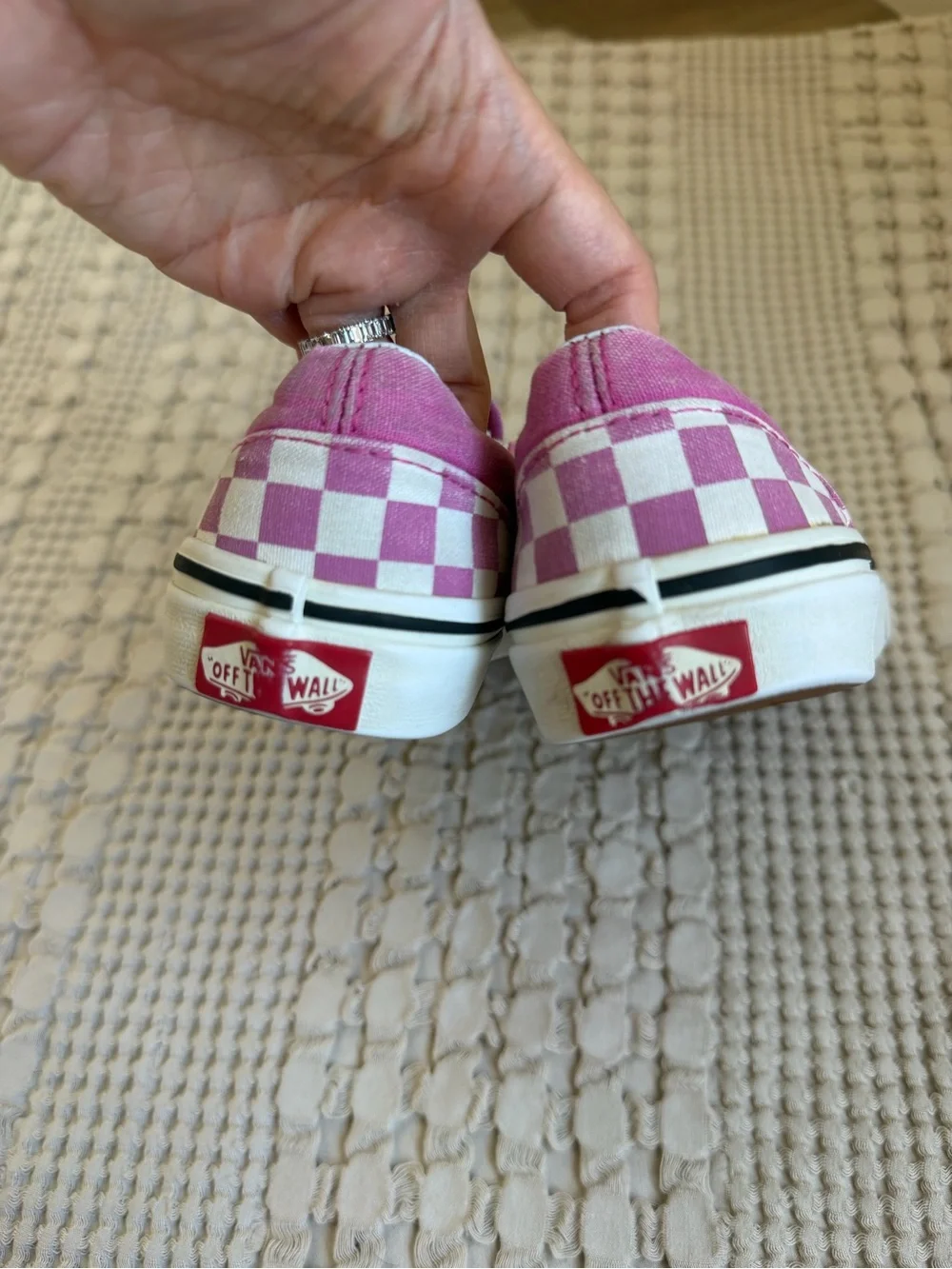 Vans Shoes Girls 13.5 Little Kids Pink Checker Slip On Sneakers Comfort Skate